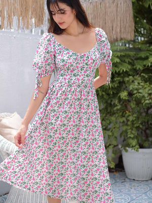 Percy midi dress - Rose pink floral