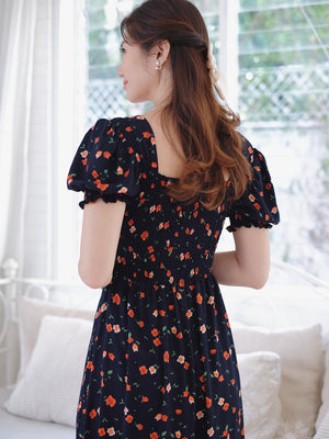 Kira midi dress - Navy blue floral