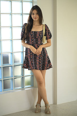 Madox Mini dress - Black Floral