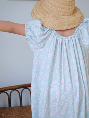 Scarlet dress - powder blue floral (kids)
