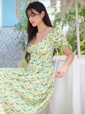Percy midi dress - Yellow Floral