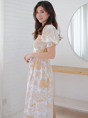 Olivia Midi Dress - yellow toile