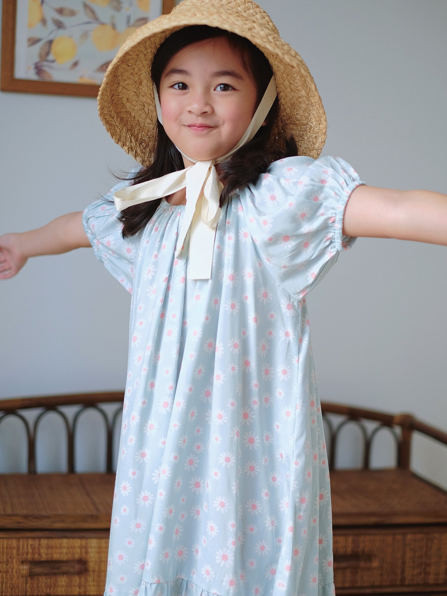 Scarlet dress - powder blue floral (kids)