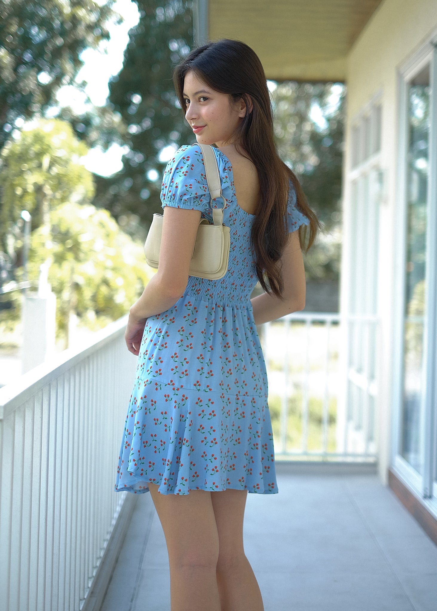 The Suri Mini dress -  baby blue floral