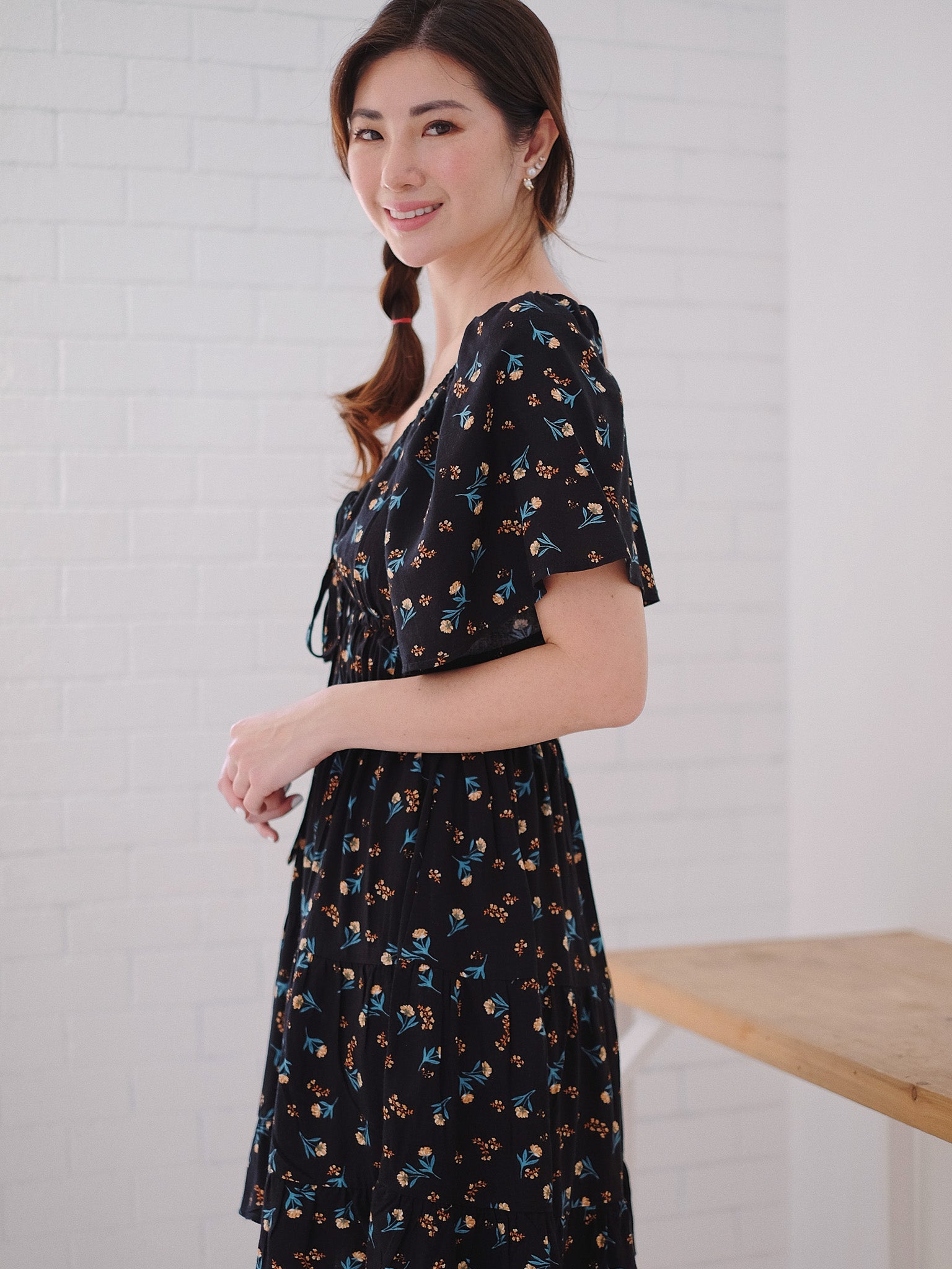 Alliyah mini dress - black floral