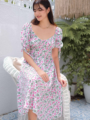 Percy midi dress - Rose pink floral