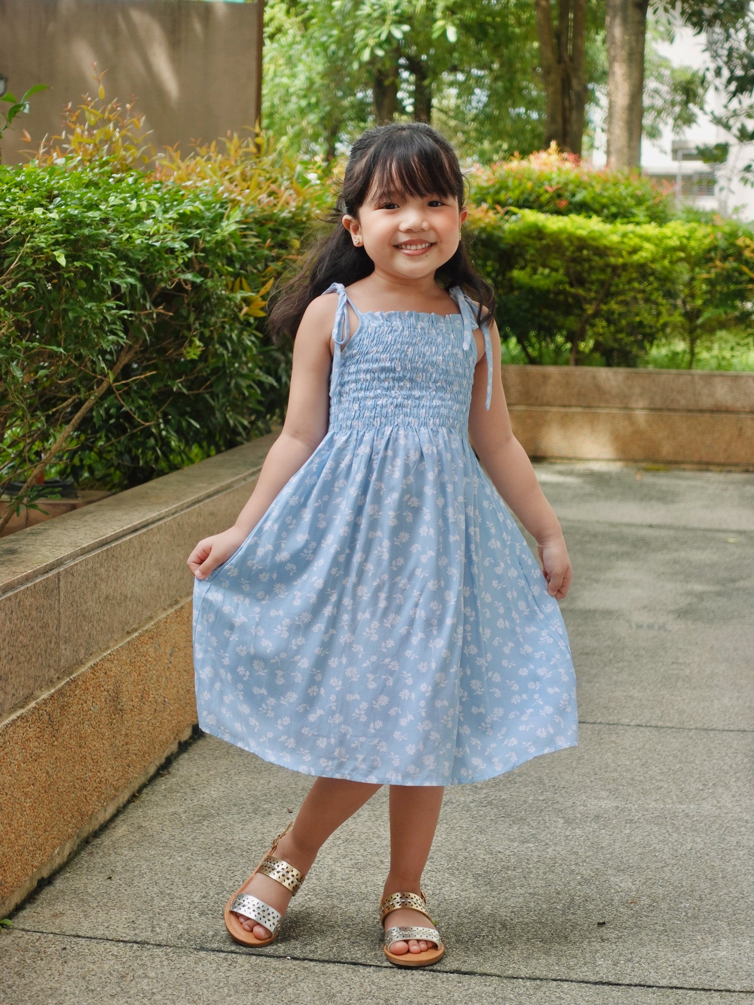 Loreen kid dress - blue floral