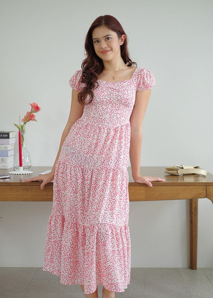 Elaya Maxi Dress - red ditsy floral