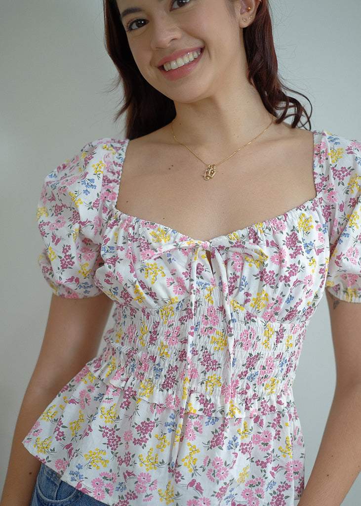 Noreen top - white floral