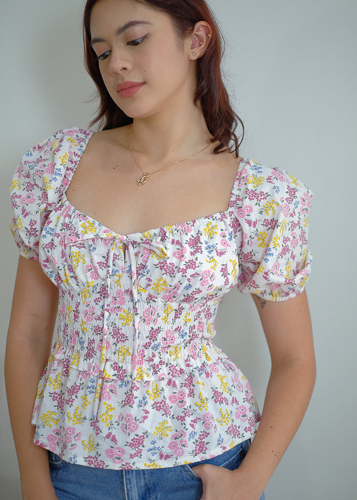 Noreen top - white floral