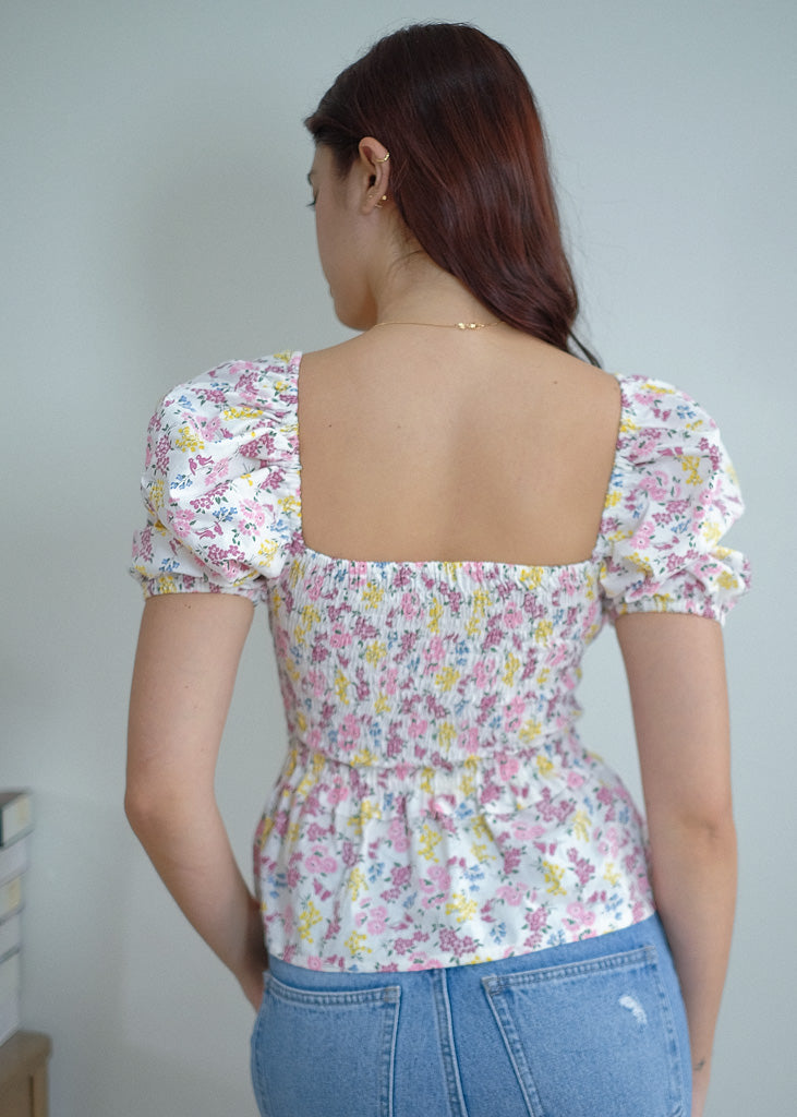 Noreen top - white floral