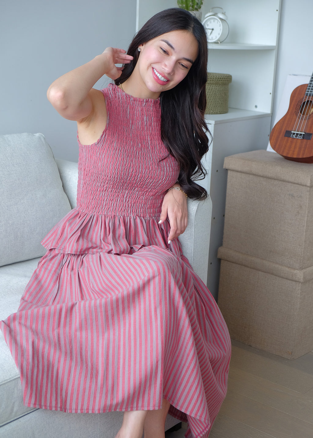 Cosette Coord - Red taupe stripes