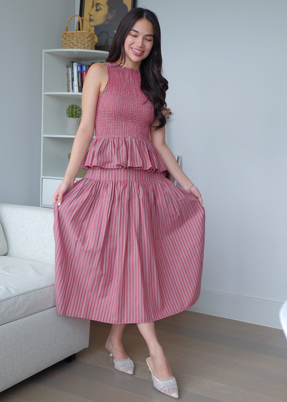 Cosette Coord - Red taupe stripes
