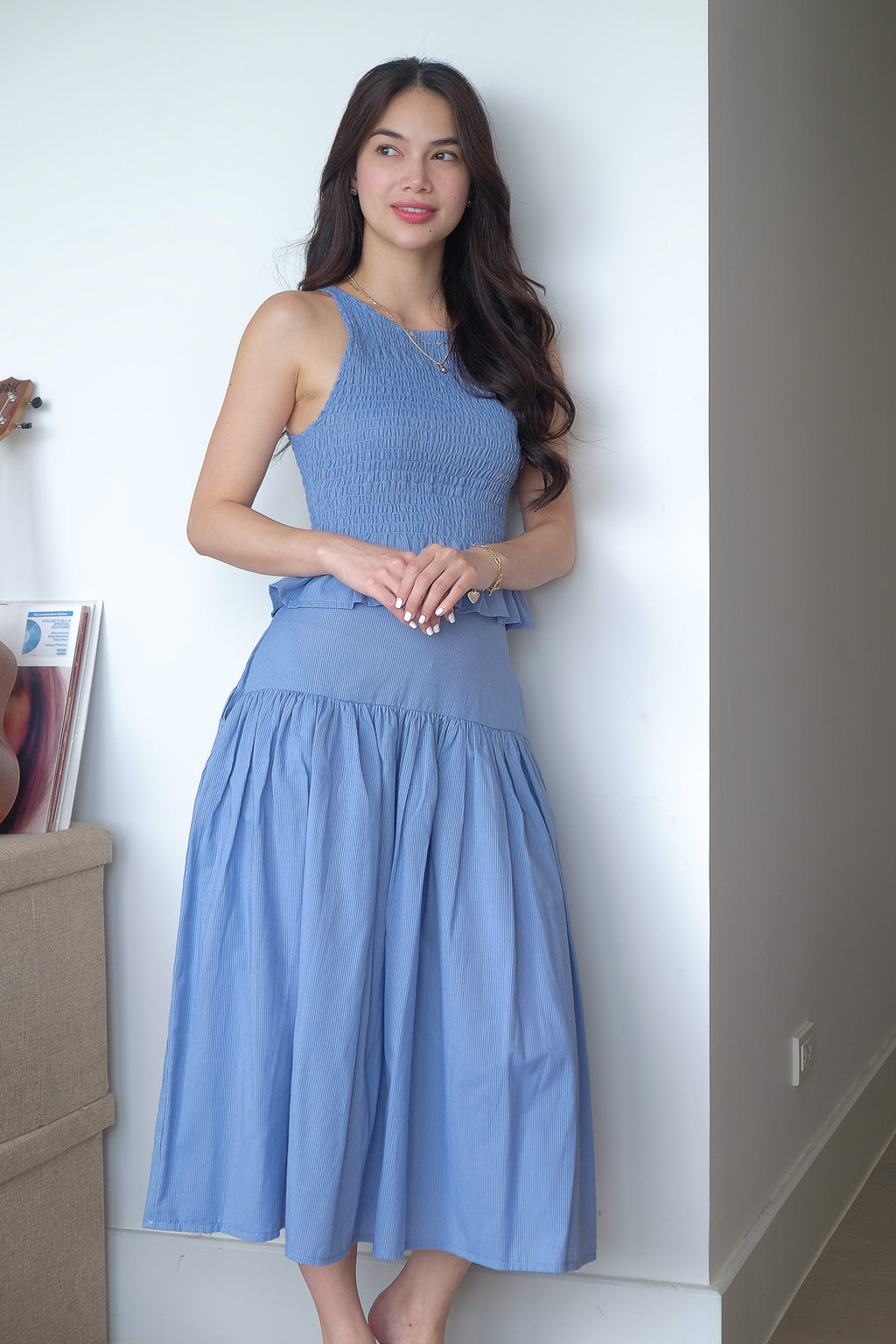 Amara Co-ord - Steel blue stripes