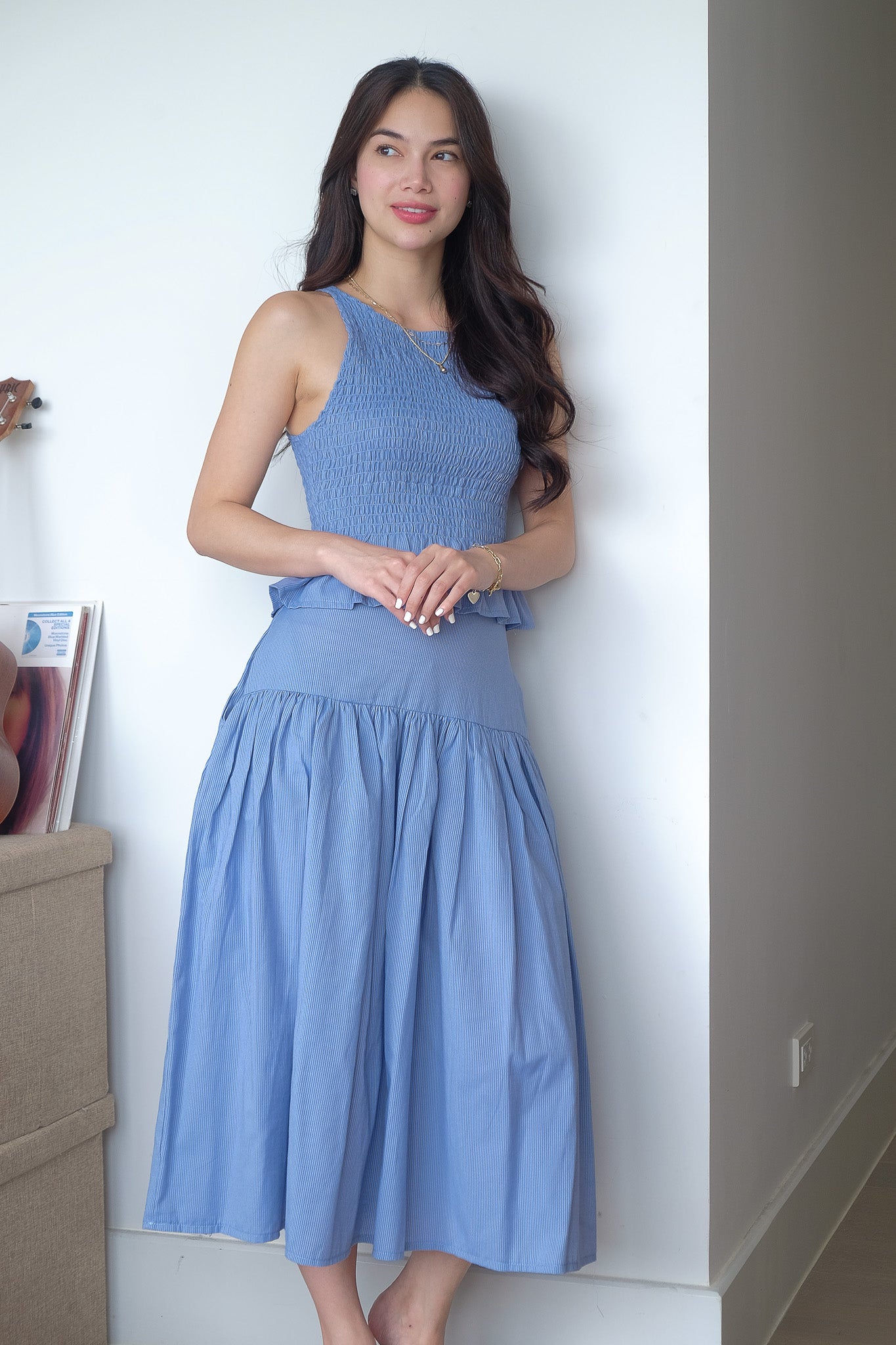 Amara Co-ord - Steel blue stripes