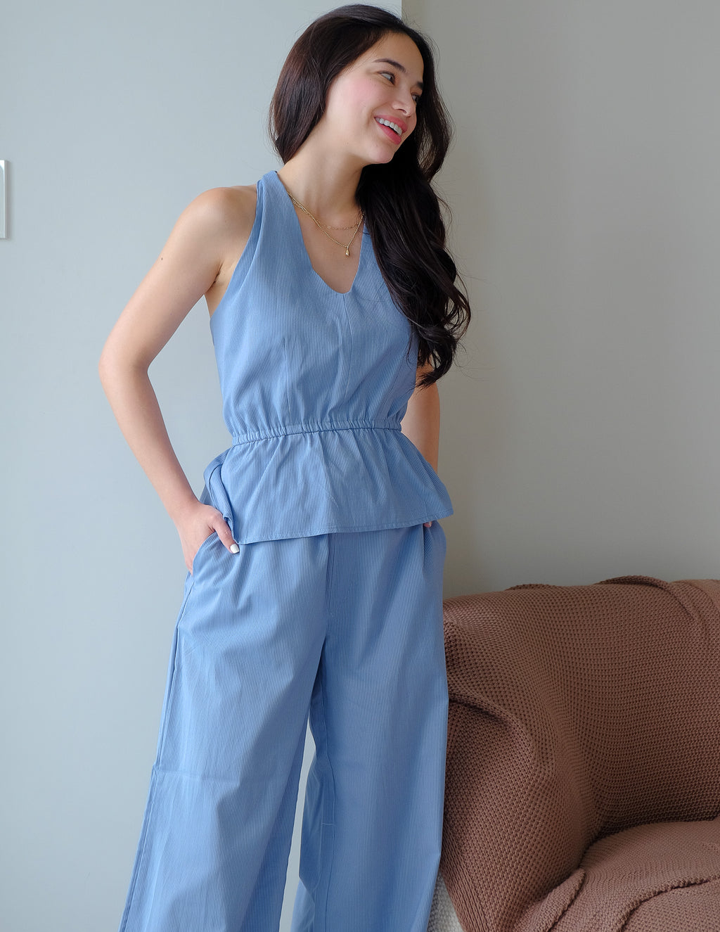 The Trista coord - Steel blue stripes