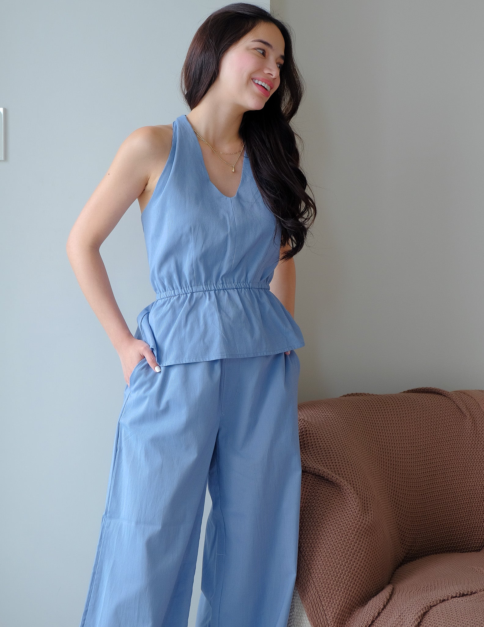 The Trista coord - Steel blue stripes