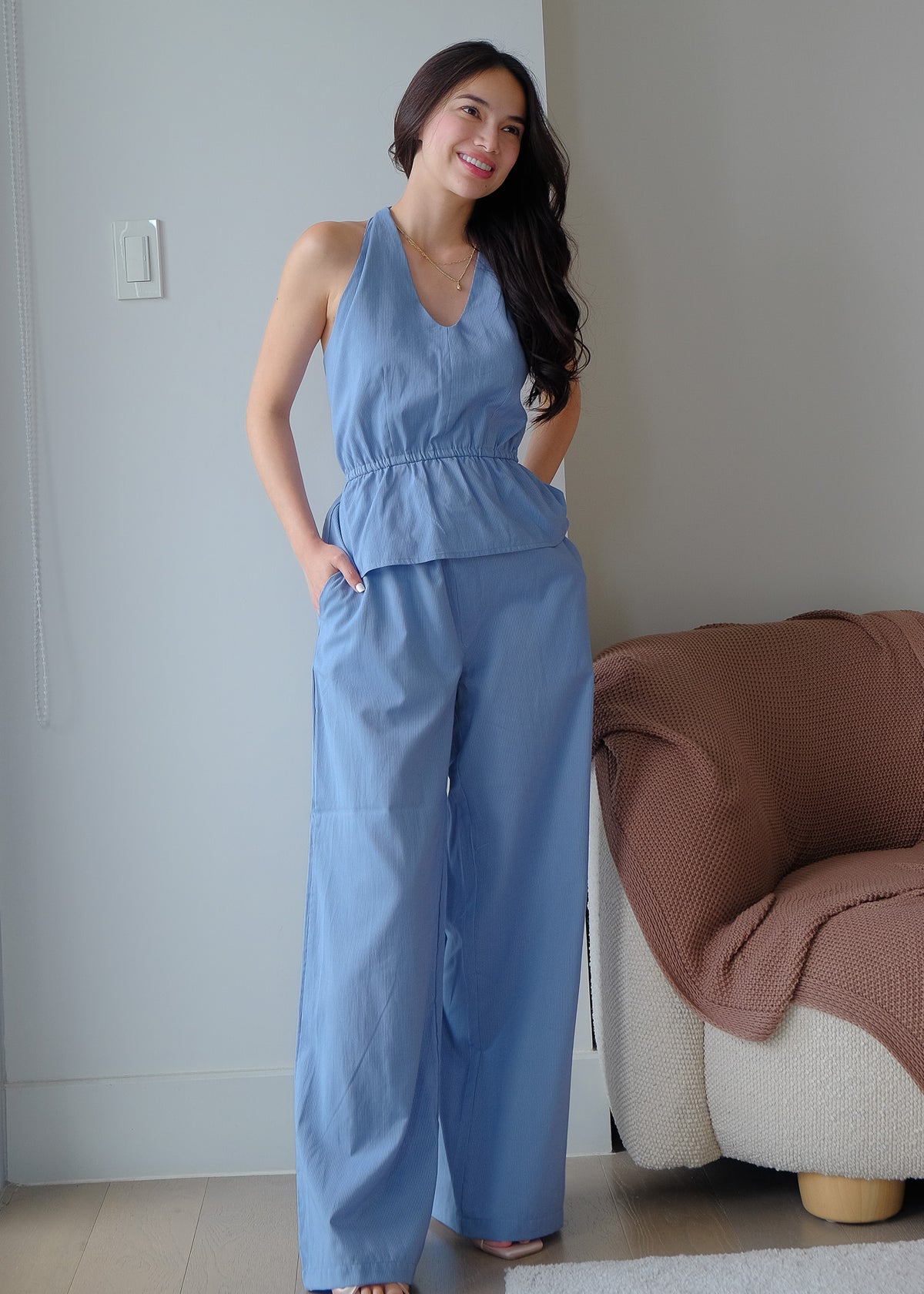 The Trista coord - Steel blue stripes