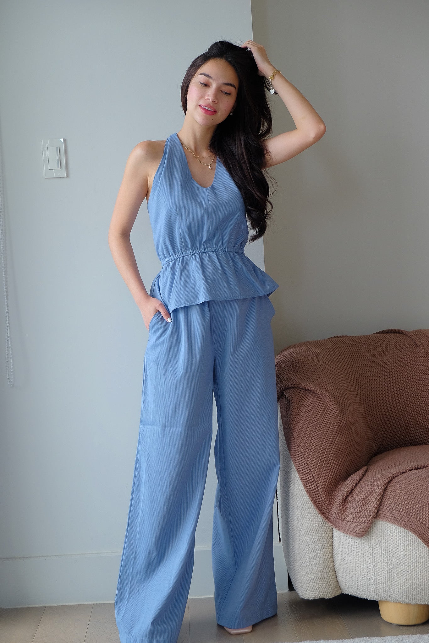 The Trista coord - Steel blue stripes
