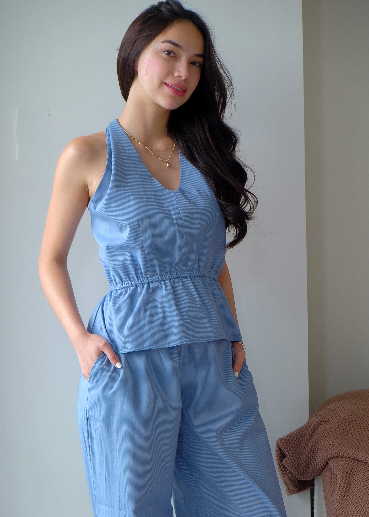 The Trista coord - Steel blue stripes