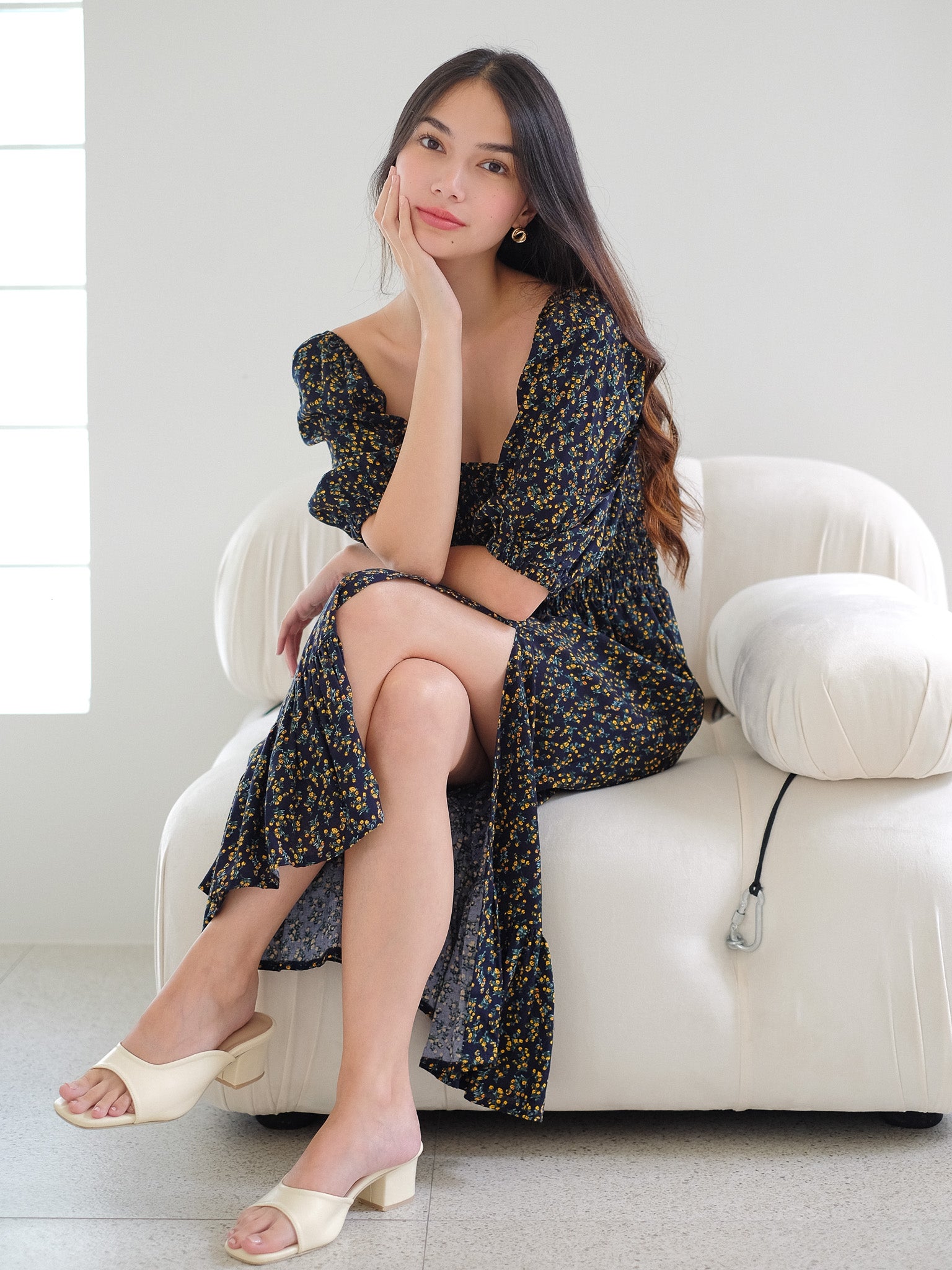 Vanessa midi dress - Ebony dark blue floral
