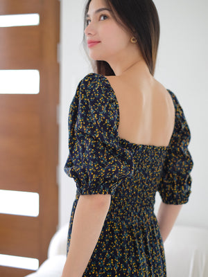 Vanessa midi dress - Ebony dark blue floral