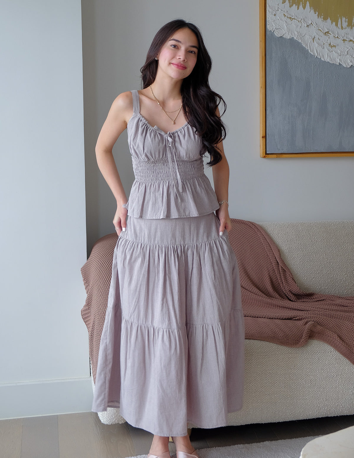 Kinsley midi Coord - pinstripe grey