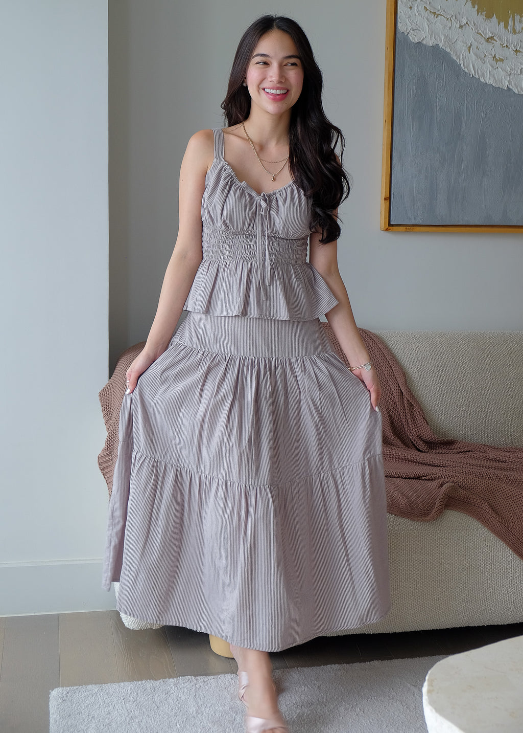 Kinsley midi Coord - pinstripe grey