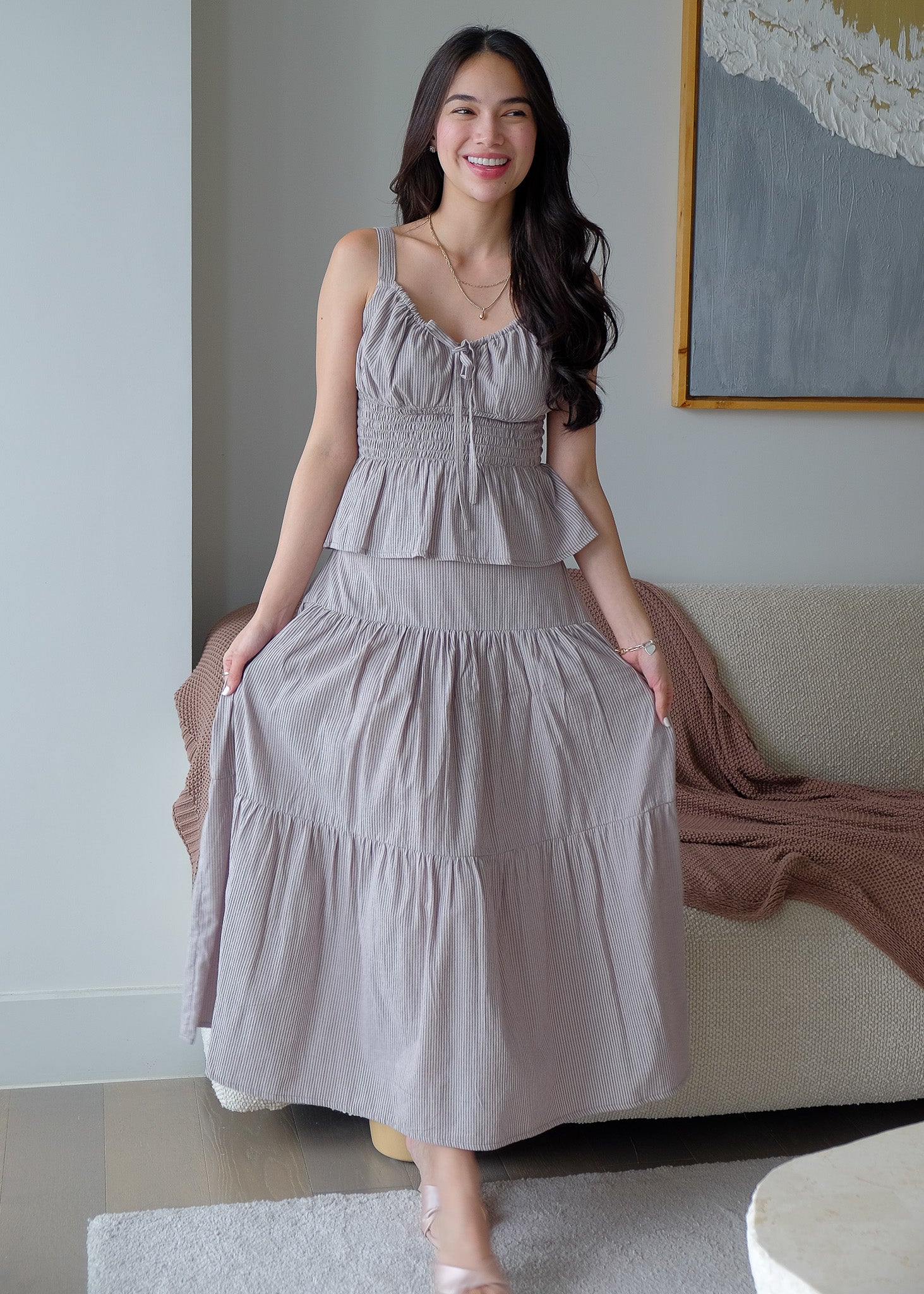 Kinsley midi Coord - pinstripe grey