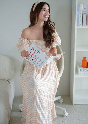 Sylvie Maxi dress - Checkered almond