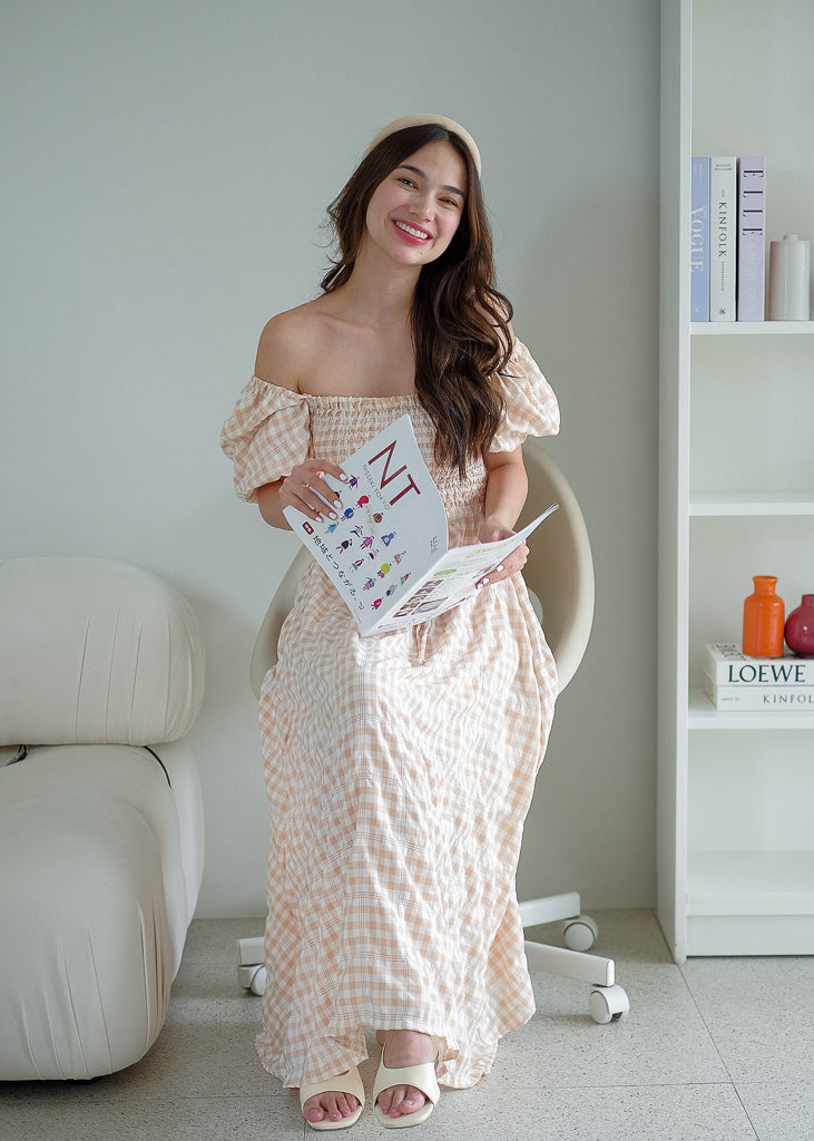 Sylvie Maxi dress - Checkered almond