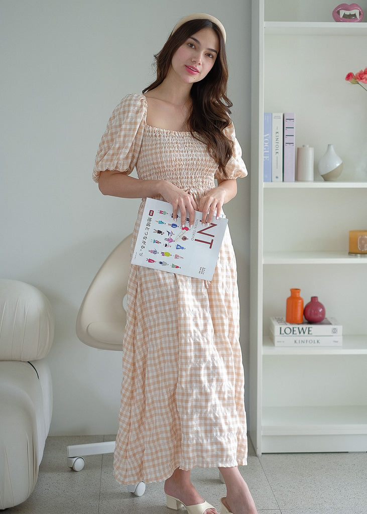 Sylvie Maxi dress - Checkered almond