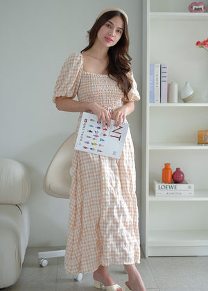 Sylvie Maxi dress - Checkered almond