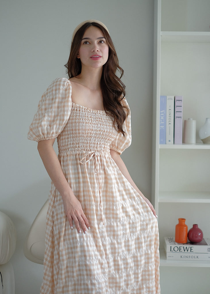 Sylvie Maxi dress - Checkered almond