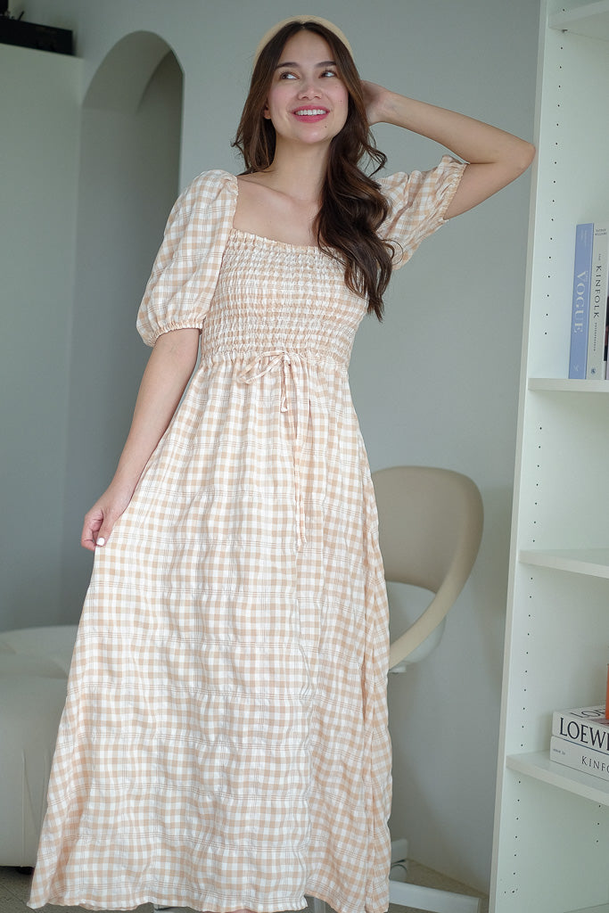 Sylvie Maxi dress - Checkered almond