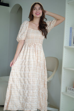 Sylvie Maxi dress - Checkered almond