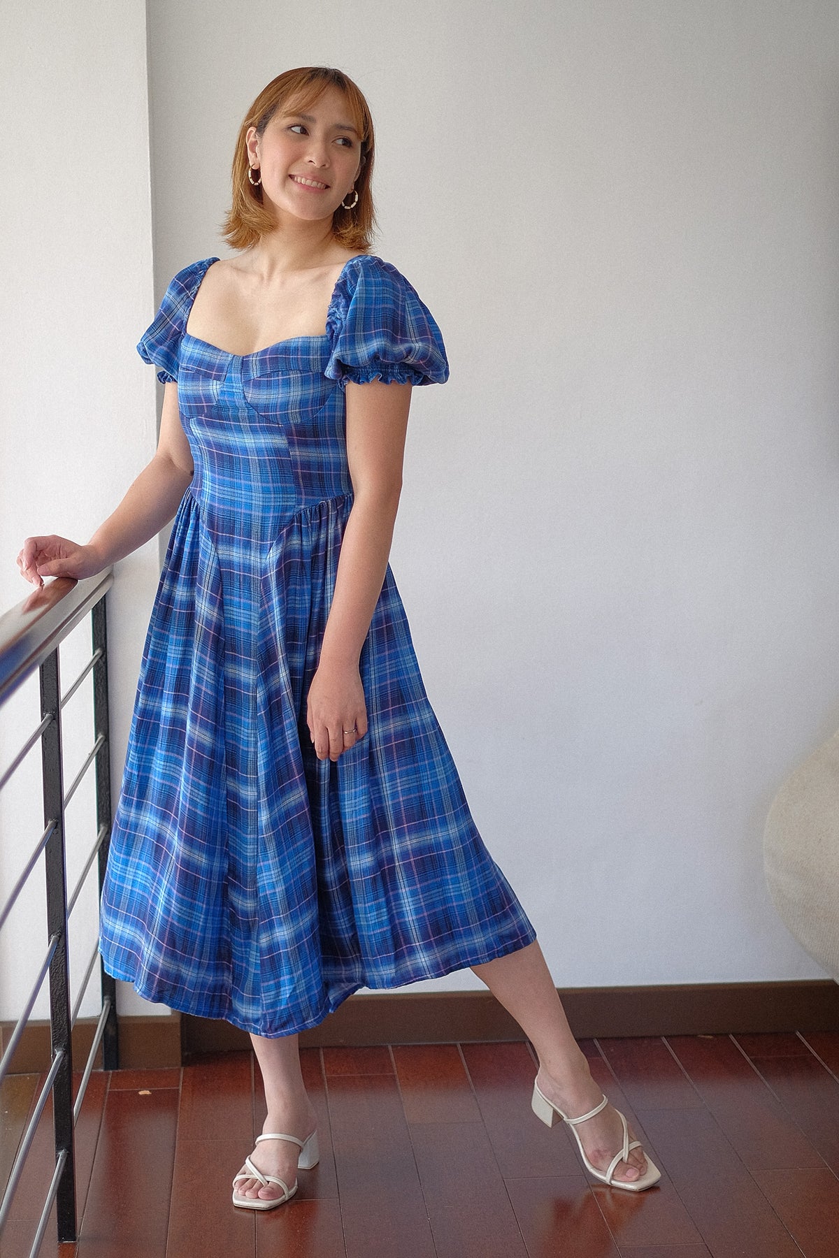 The Ava midi dress - blue plaid
