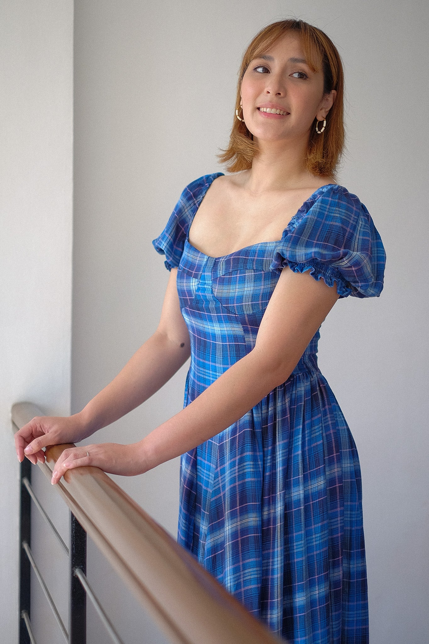 The Ava midi dress - blue plaid