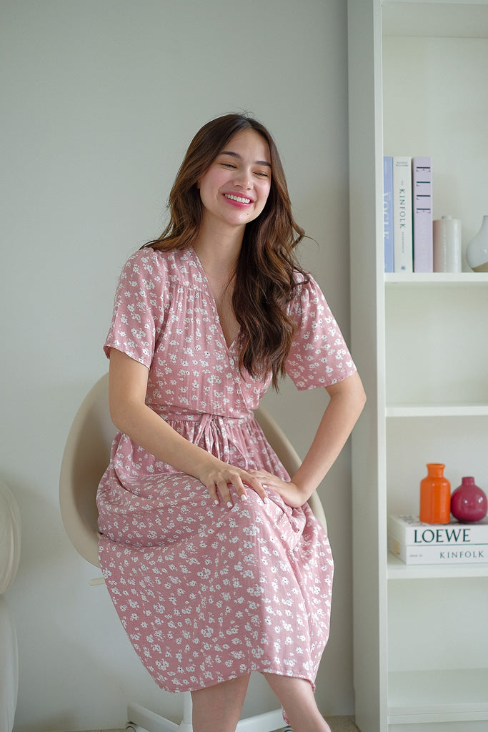 Gracie Midi Dress - Pastel Blush Floral