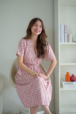 Gracie Midi Dress - Pastel Blush Floral