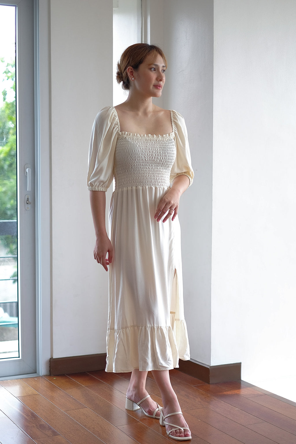 The Vanessa Midi Dress – challis cotton frost