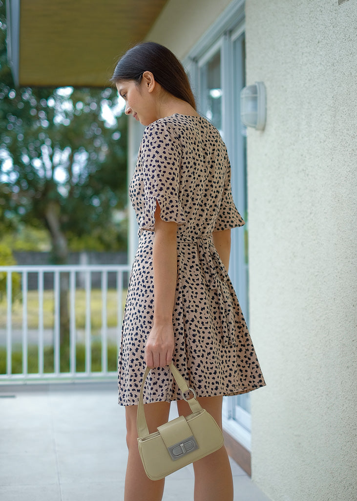 Claire Mini Dress - Camel spot print