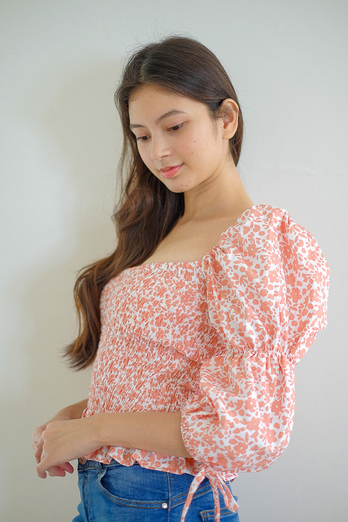 Zoe Top - peach floral