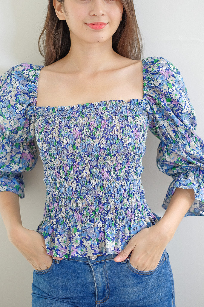 Frida Top - blue floral