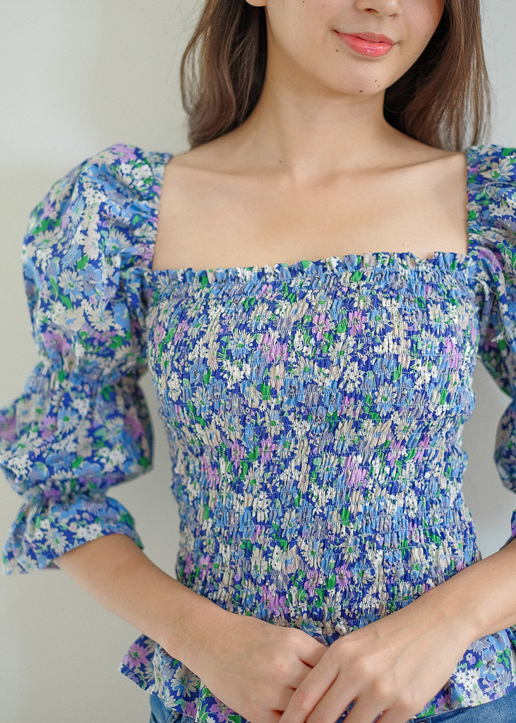 Frida Top - blue floral