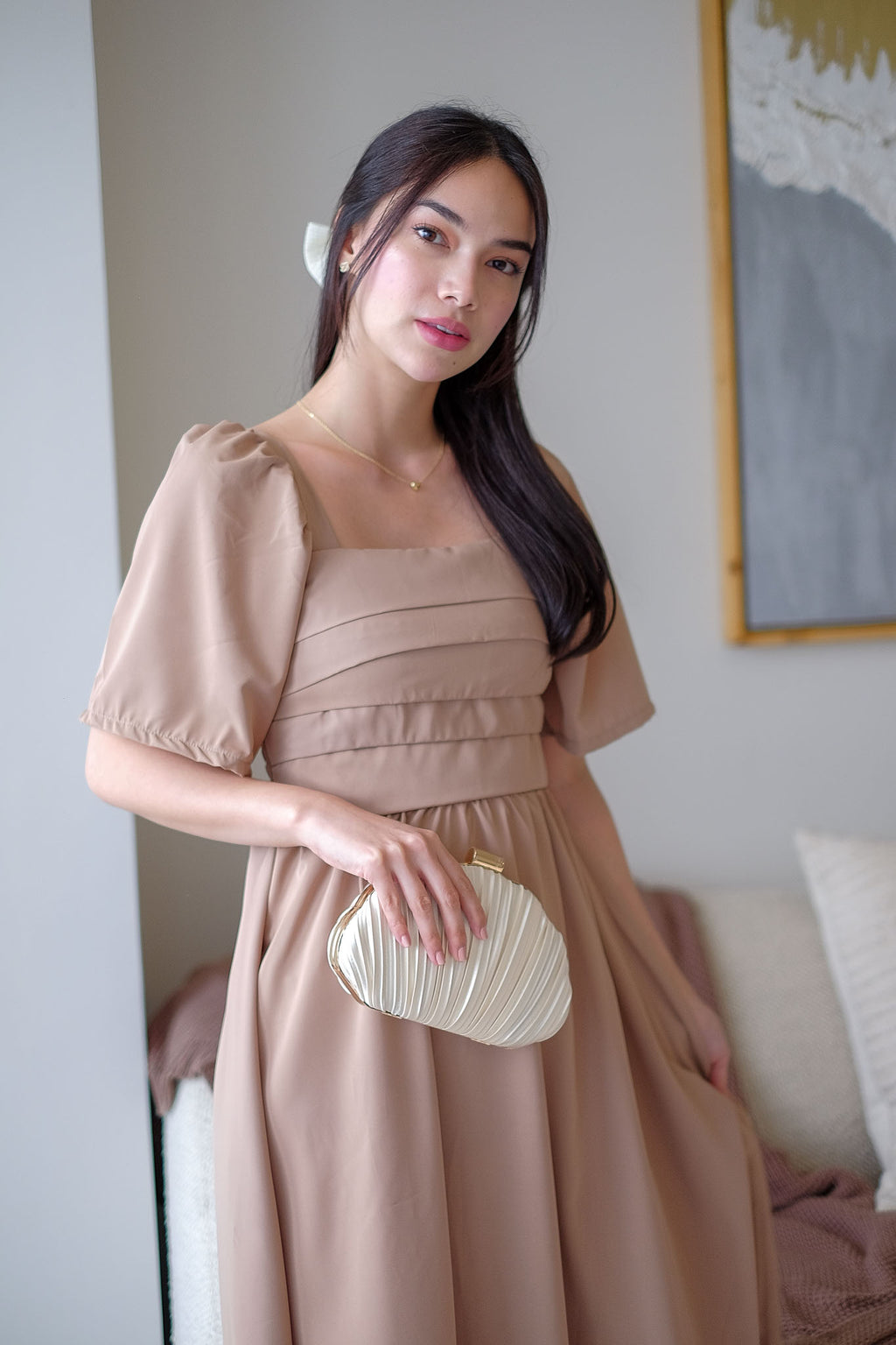 The Dani midi dress - nude beige