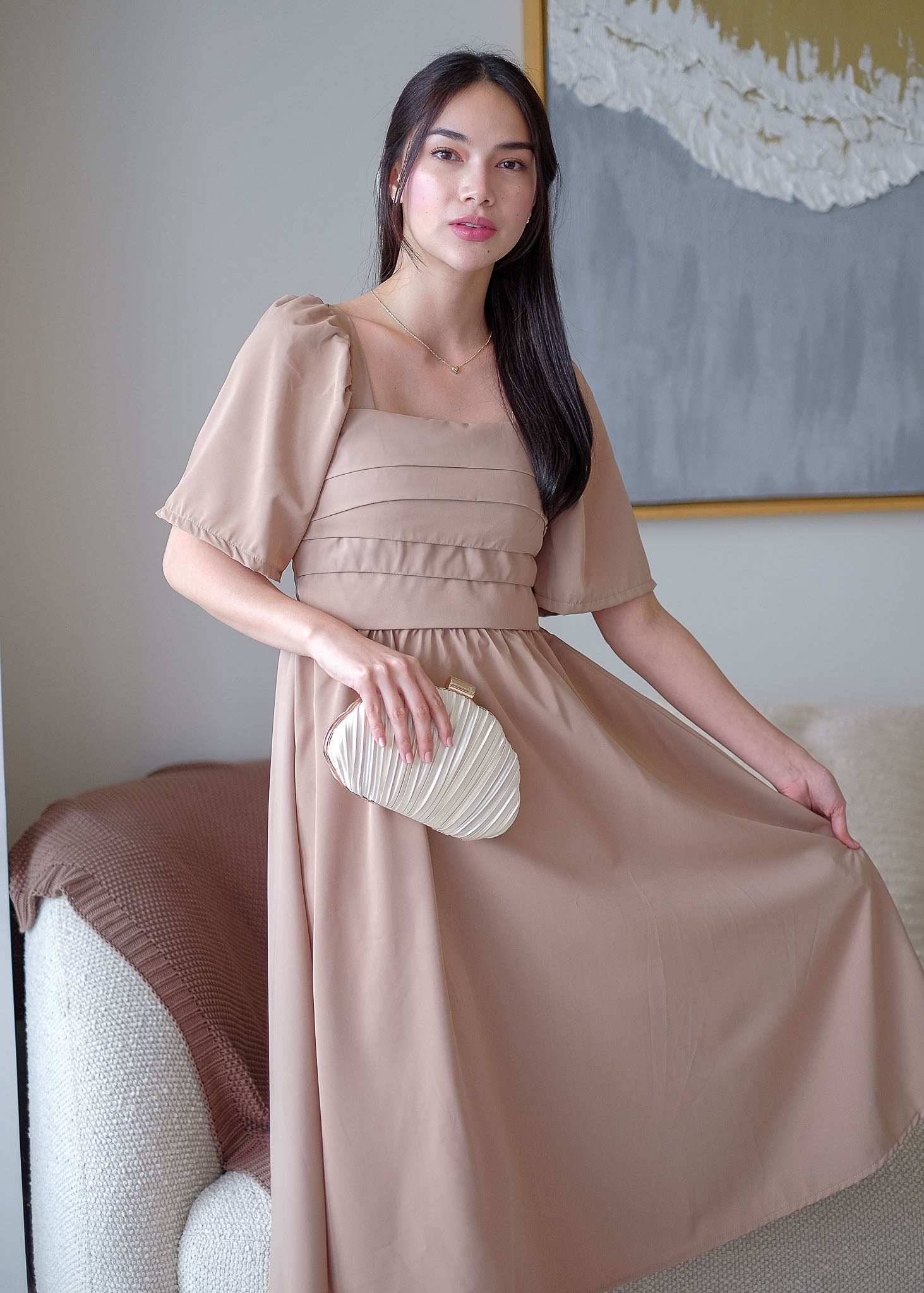 The Dani midi dress - nude beige