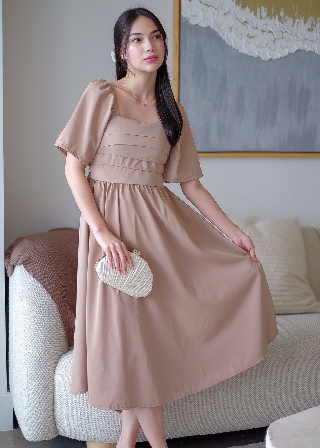 The Dani midi dress - nude beige