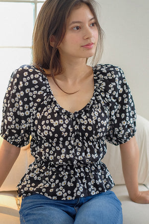 Tancy top - black floral