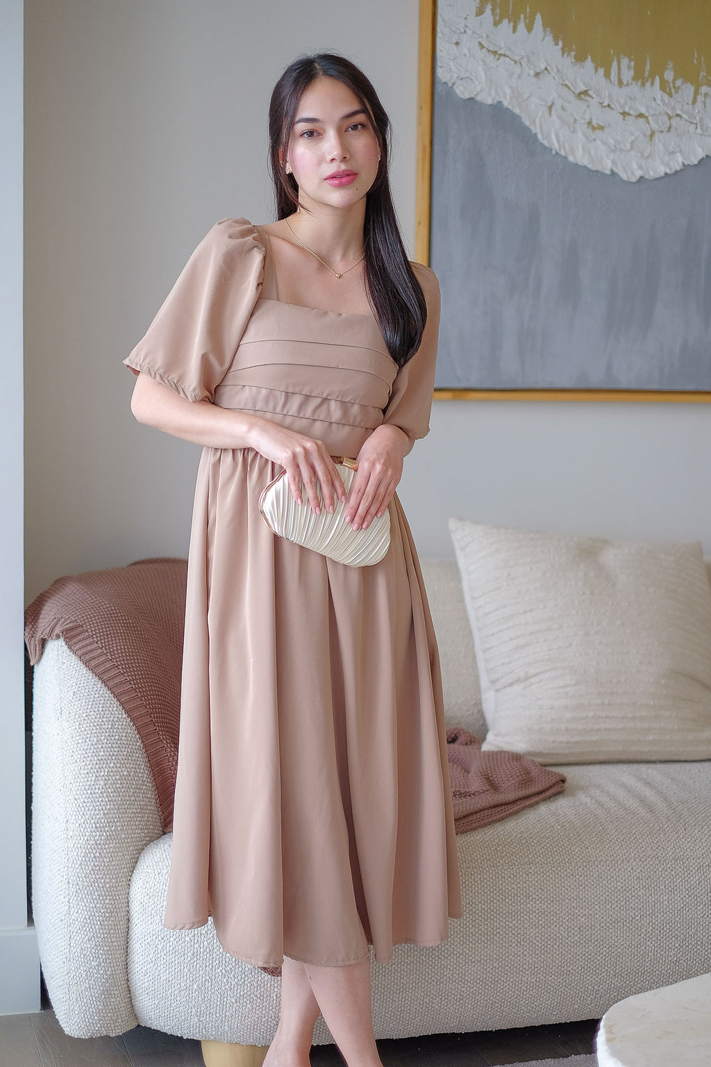 The Dani midi dress - nude beige